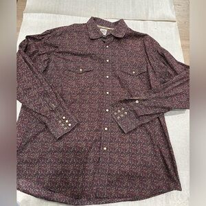 [XL]Cinch Burgundy Black Paisley Men's Western Shirt Snap Button Up